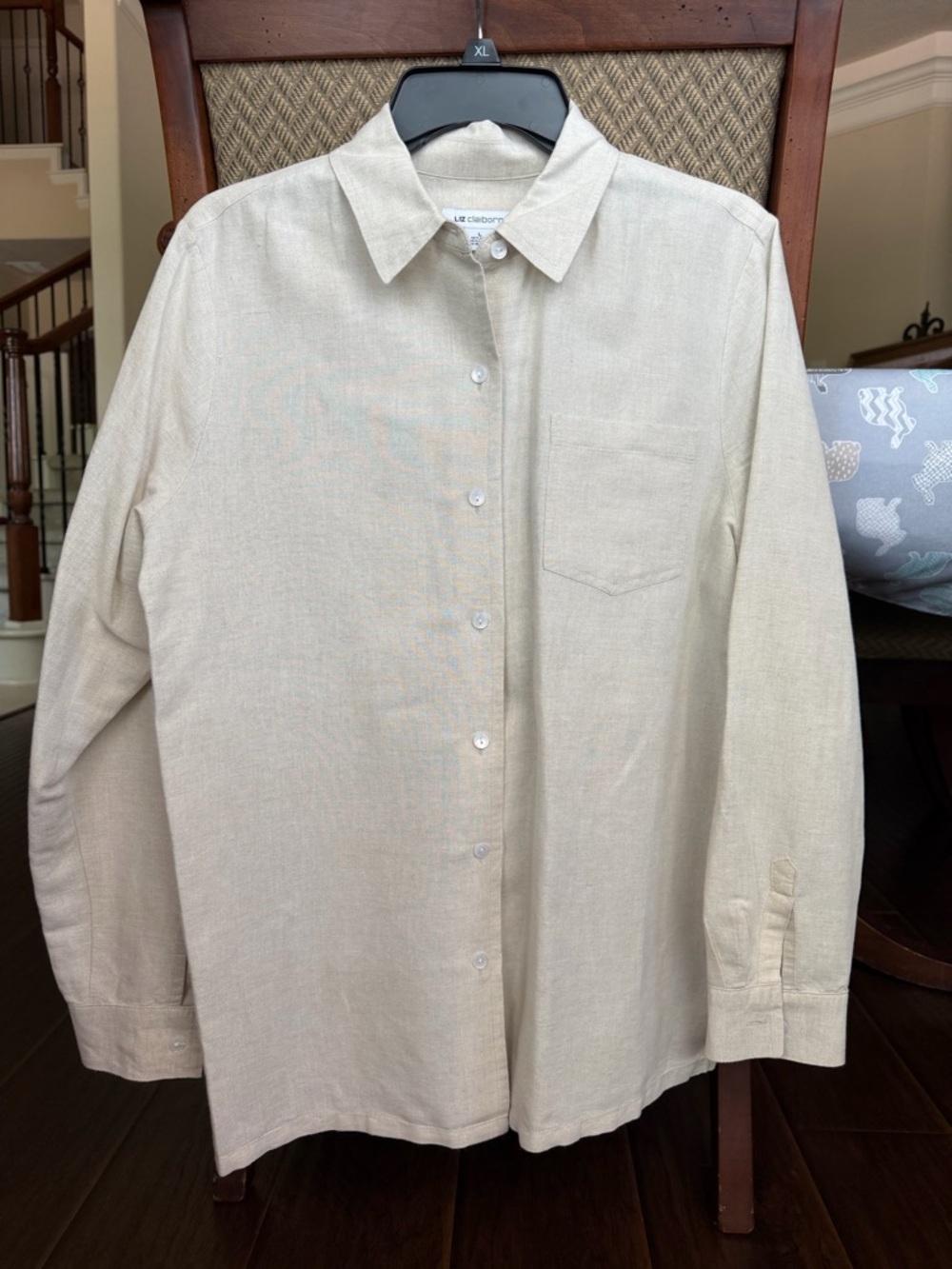 Liz Claiborne Cream Linen-Cotton Shirt